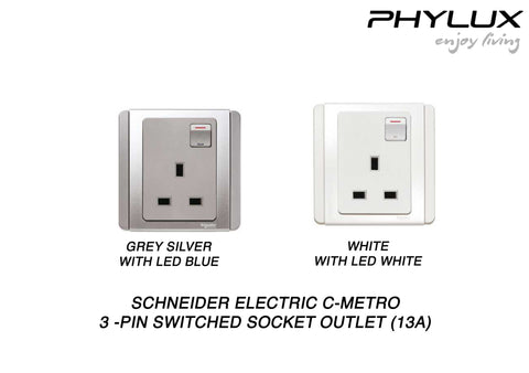 Schneider Electric - NEO (C-Metro) - 3 Pins Double Pole Switched Socket Outlet with LED (13A) - ebuy.com.sg