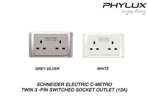 Schneider Electric - NEO (C-Metro) - 3 Pins Twin Switched Sockets Outlet (13A) - ebuy.com.sg