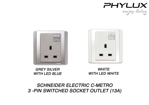 Schneider Electric - NEO (C-Metro) - 3 Pins Double Pole Switched Socket Outlet with LED (13A) - ebuy.com.sg