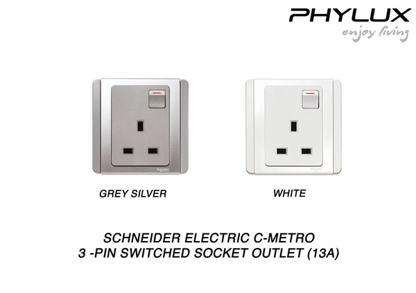 Schneider Electric - NEO (C-Metro) - 3 Pins Switched Socket Outlet (13A) - ebuy.com.sg