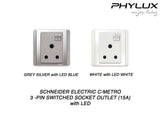 Schneider Electric - NEO (C-Metro) - Switched Socket Outlet with LED (15A / 3Pin) - ebuy.com.sg
