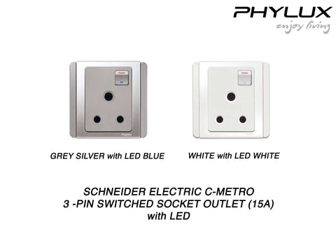 Schneider Electric - NEO (C-Metro) - Switched Socket Outlet with LED (15A / 3Pin) - ebuy.com.sg