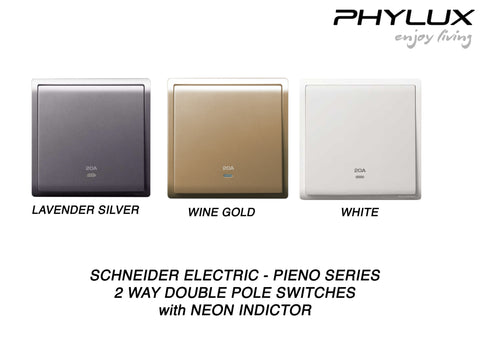 Schneider Electric - PIENO - Double Pole 2 Way Switches with Neon Indicator (20A) - ebuy.com.sg