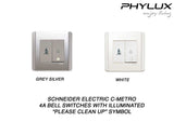 Schneider Electric - NEO (C-Metro) - Hotel Series: Bell Push Switch with Illuminated "Please Clean Up" Symbol (4A) - ebuy.com.sg