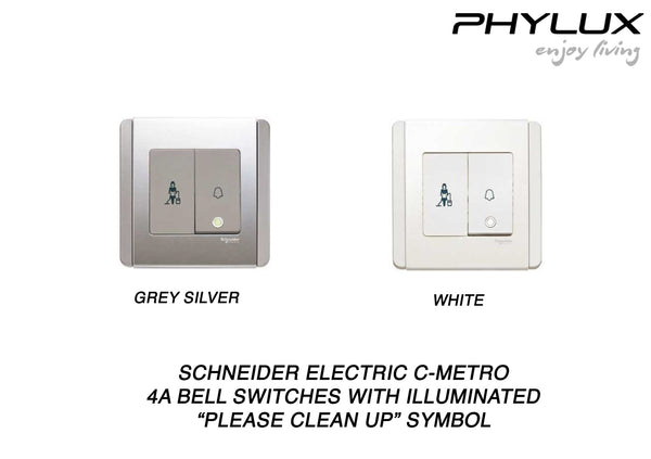 Schneider Electric - NEO (C-Metro) - Hotel Series: Bell Push Switch with Illuminated "Please Clean Up" Symbol (4A) - ebuy.com.sg