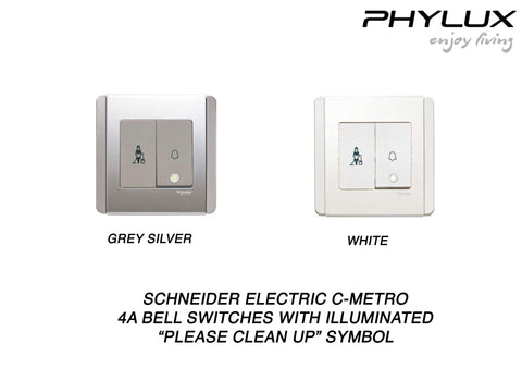 Schneider Electric - NEO (C-Metro) - Hotel Series: Bell Push Switch with Illuminated "Please Clean Up" Symbol (4A) - ebuy.com.sg