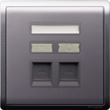 Schneider Electric - PIENO - Telephone + Data Outlet (1GANG / RJ45 / Cat 5e) Keystone on Shuttered Wallplate - ebuy.com.sg