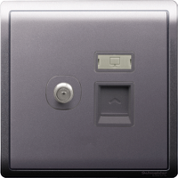 Schneider Electric - PIENO - TV (F Connection) + Data OutleT (RJ45) Keystone on Shuttered Wallplate (1GANG) - ebuy.com.sg