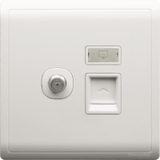 Schneider Electric - PIENO - TV (F Connection) + Data OutleT (RJ45) Keystone on Shuttered Wallplate (1GANG) - ebuy.com.sg