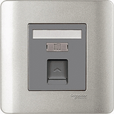 Schneider Electric - ZENcelo - Telephone Socket on Shuttered Wallplate (1GANG) - ebuy.com.sg