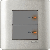 Schneider Electric - ZENcelo - Full-Flat Double Pole Switch with Neon Indicator (20A / 2GANGS) - ebuy.com.sg
