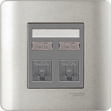 Schneider Electric - ZENcelo - Data Outlet Category 6 with Integrated Shutter (2GANGS) - ebuy.com.sg