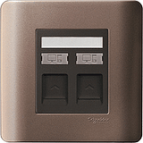 Schneider Electric - ZENcelo - Data Outlet Category 5e on Shuttered Wallplate (2GANGS) - ebuy.com.sg