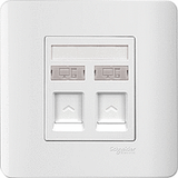Schneider Electric - ZENcelo - Data Outlet Category 5e on Shuttered Wallplate (2GANGS) - ebuy.com.sg