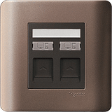 Schneider Electric - ZENcelo - Data Outlet Category 6 on Shuttered Wallplate (2GANGS) - ebuy.com.sg