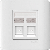 Schneider Electric - ZENcelo - Data Outlet Category 6 on Shuttered Wallplate (2GANGS) - ebuy.com.sg