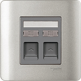 Schneider Electric - ZENcelo - Telephone Socket on Shuttered Wallplate (2GANGS) - ebuy.com.sg
