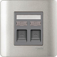 Schneider Electric - ZENcelo - Telephone Socket on Shuttered Wallplate (2GANGS) - ebuy.com.sg