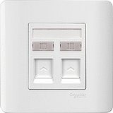 Schneider Electric - ZENcelo - Telephone Socket on Shuttered Wallplate (2GANGS) - ebuy.com.sg