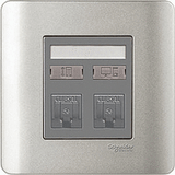 Schneider Electric - ZENcelo - Telephone + Data Outlet Category 5e with Integrated Shutter (2GANGS) - ebuy.com.sg