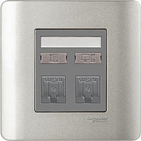 Schneider Electric - ZENcelo - Telephone + Data Outlet Category 5e with Integrated Shutter (2GANGS) - ebuy.com.sg
