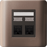 Schneider Electric - ZENcelo - Telephone + Data Outlet Category 5e with Integrated Shutter (2GANGS) - ebuy.com.sg