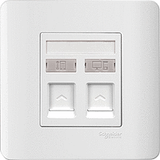 Schneider Electric - ZENcelo - Telephone + Data Outlet Category 5e on Shuttered Wallplate (2GANGS) - ebuy.com.sg