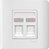 Schneider Electric - ZENcelo - Telephone + Data Outlet Category 6 on Shuttered Wallplate (2GANGS) - ebuy.com.sg