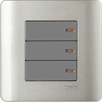 Schneider Electric - ZENcelo - Full-Flat Switch (1-way) with Onidcator (16AX / 20A / 3 GANGS) - ebuy.com.sg