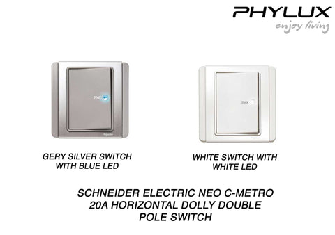 Schneider Electric - NEO (C-Metro) - Dolly Double Pole Switches with LED (Horizontal) - ebuy.com.sg