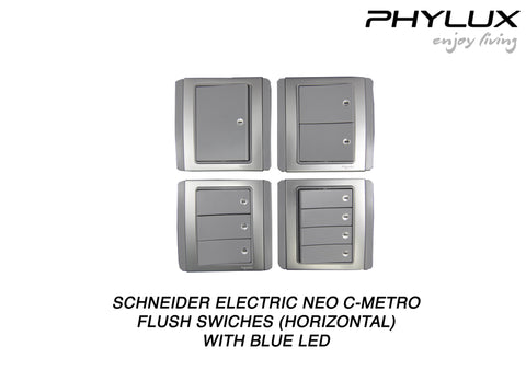 Schneider Electric - NEO (C-Metro) - Dolly Switches with Blue LED (Horizontal) - ebuy.com.sg