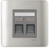 Schneider Electric - ZENcelo - Data Outlet Category 5e on Shuttered Wallplate (2GANGS) - ebuy.com.sg