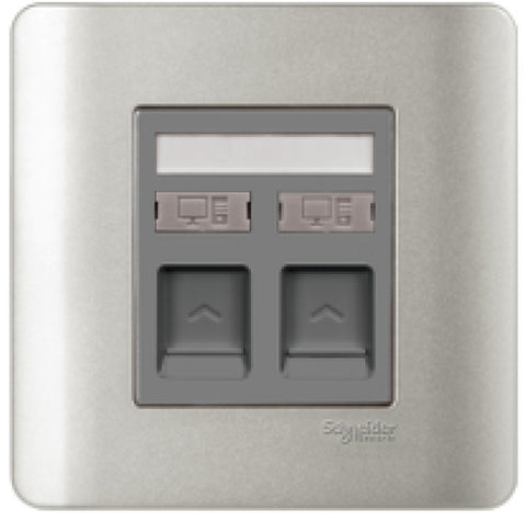 Schneider Electric - ZENcelo - Data Outlet Category 5e on Shuttered Wallplate (2GANGS) - ebuy.com.sg