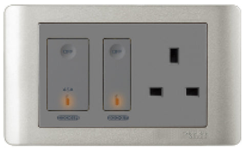 Schneider Electric - ZENcelo - Double Pole Switch (45A) and Switched Socket (13A) Outlet - ebuy.com.sg