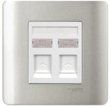 Schneider Electric - ZENcelo - Telephone + Data Outlet Category 5e on Shuttered Wallplate (2GANGS) - ebuy.com.sg