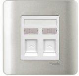 Schneider Electric - ZENcelo - Telephone Socket on Shuttered Wallplate (2GANGS) - ebuy.com.sg