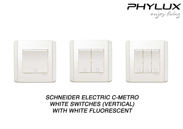 Schneider Electric - NEO (C-Metro) - Dolly Switches with White Fluorescent (Vertical) - ebuy.com.sg