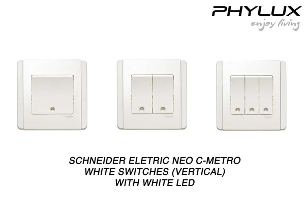 Schneider Electric - NEO (C-Metro) - Dolly Switches with White LED (Vertical) - ebuy.com.sg