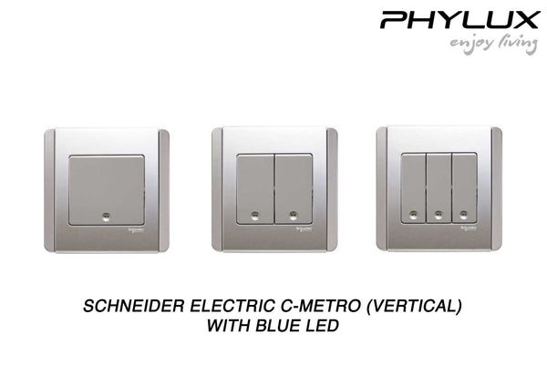Schneider Electric - NEO (C-Metro) - Dolly Switches with Blue LED (Vertical) - ebuy.com.sg