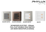 Schneider Electric - ZENcelo - Full-Flat Double Pole Switch with Neon Indicator (20A / 2GANGS) - ebuy.com.sg