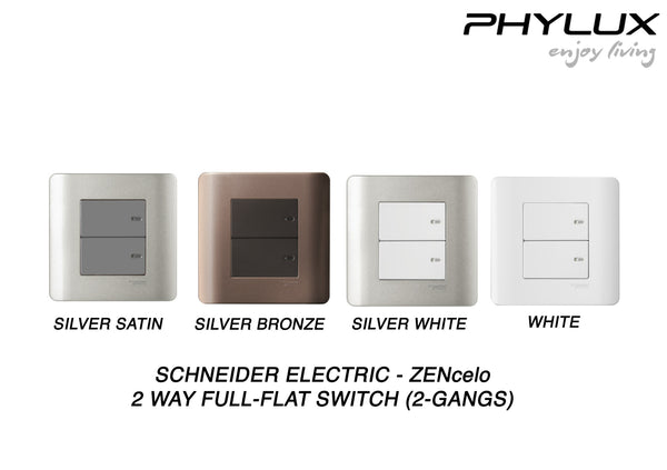 Schneider Electric - ZENcelo - Full-Flat Switch (2-way) (16AX / 20A / 2GANGS) - ebuy.com.sg