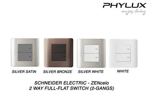 Schneider Electric - ZENcelo - Full-Flat Switch (2-way) (16AX / 20A / 2GANGS) - ebuy.com.sg