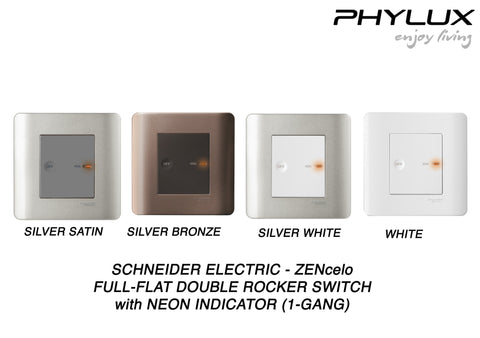 Schneider Electric - ZENcelo - Full-Flat Double Rocker Switch with Neon Indicator (45A / 1GANG) - ebuy.com.sg