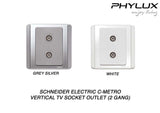 Schneider Electric - NEO (C-Metro) - Vertical TV Socket Outlet (2-GANG) - ebuy.com.sg