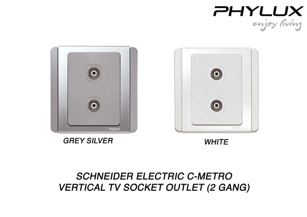 Schneider Electric - NEO (C-Metro) - Vertical TV Socket Outlet (2-GANG) - ebuy.com.sg