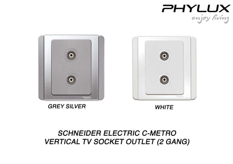 Schneider Electric - NEO (C-Metro) - Vertical TV Socket Outlet (2-GANG) - ebuy.com.sg