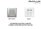 Schneider Electric - NEO (C-Metro) - Data Outlet Cat 5e (8Pin / 2Gang / RJ45) - ebuy.com.sg