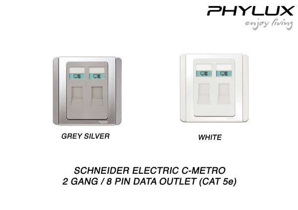 Schneider Electric - NEO (C-Metro) - Data Outlet Cat 5e (8Pin / 2Gang / RJ45) - ebuy.com.sg