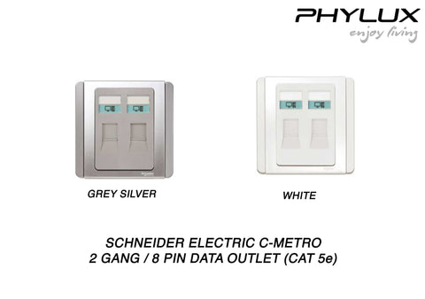 Schneider Electric - NEO (C-Metro) - Data Outlet Cat 5e (8Pin / 2Gang / RJ45) - ebuy.com.sg