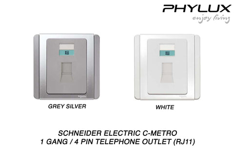 Schneider Electric - NEO (C-Metro) - Telephone Outlet Cat 3 (4 Pin / 1GANG / RJ11) - ebuy.com.sg